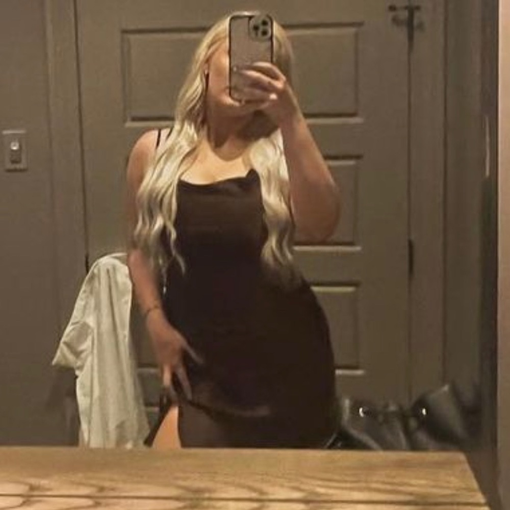 Brown strappy satin like dress worn one time